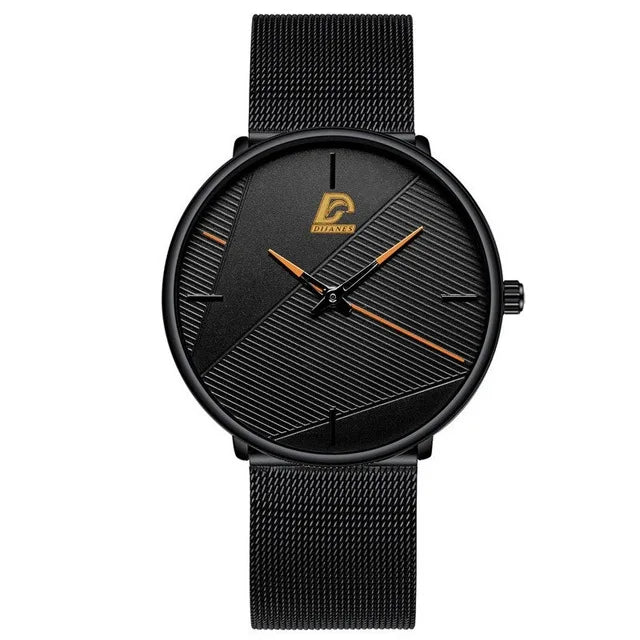Fashion Mens Minimalist Watches Simple Men Business Ultra Thin Stainless Steel Mesh Belt Quartz Wrist Watch relogio masculino