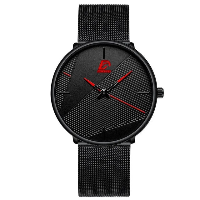 Fashion Mens Minimalist Watches Simple Men Business Ultra Thin Stainless Steel Mesh Belt Quartz Wrist Watch relogio masculino