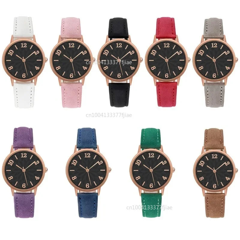New Luxury Women's Watch Quartz Dial Digital Watch Frosted Leather Strap Ladies and Girls' Watch Reloj Para Dama Relojes
