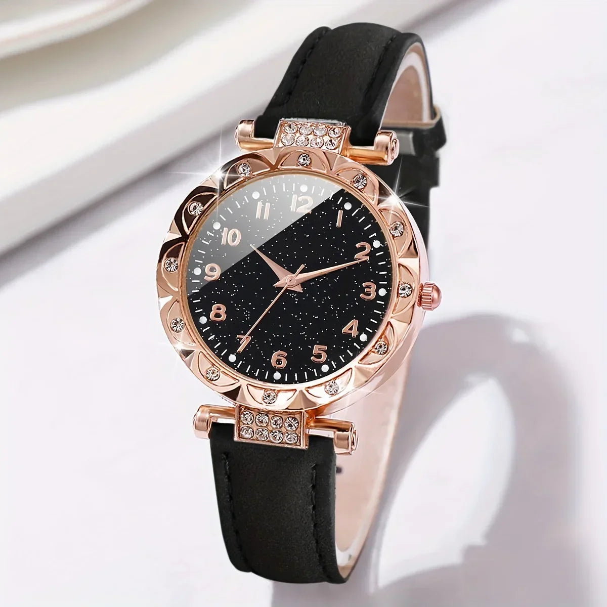 2025 New Fashion Rhinestone Women's Quartz Watch Montres Femmes Analog PU Leather Band Wrist Watches Relojes Para Damas