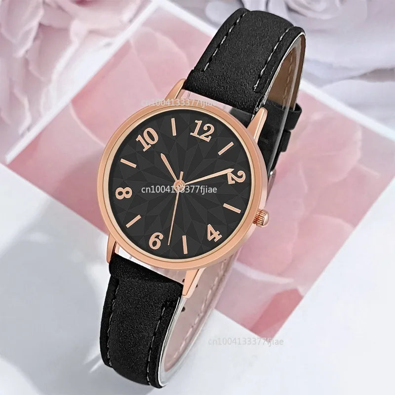 New Luxury Women's Watch Quartz Dial Digital Watch Frosted Leather Strap Ladies and Girls' Watch Reloj Para Dama Relojes