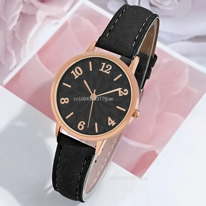 New Luxury Women's Watch Quartz Dial Digital Watch Frosted Leather Strap Ladies and Girls' Watch Reloj Para Dama Relojes