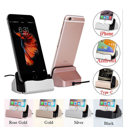 Charging Base Dock Station For iPhone X 11 Max 6 S 6S 7 8 Plus USB Cable Sync Cradle Charge Base For Android Type C Stand Holder - Zonashopper Express