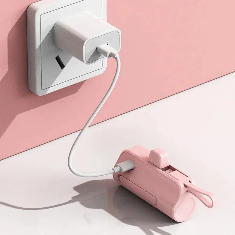 5000mAh Mini Power Bank 2 IN 1 Fast Mobile Phone Charger External Battery Power Bank Plug Play For iPhone and Type-c