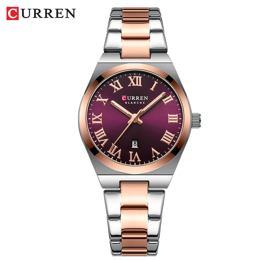 Curren 9095 watches for woman Simple Roman Dial Bracelet Purple Quart Watches for Lady Girl Fashion Brand relojes para damas