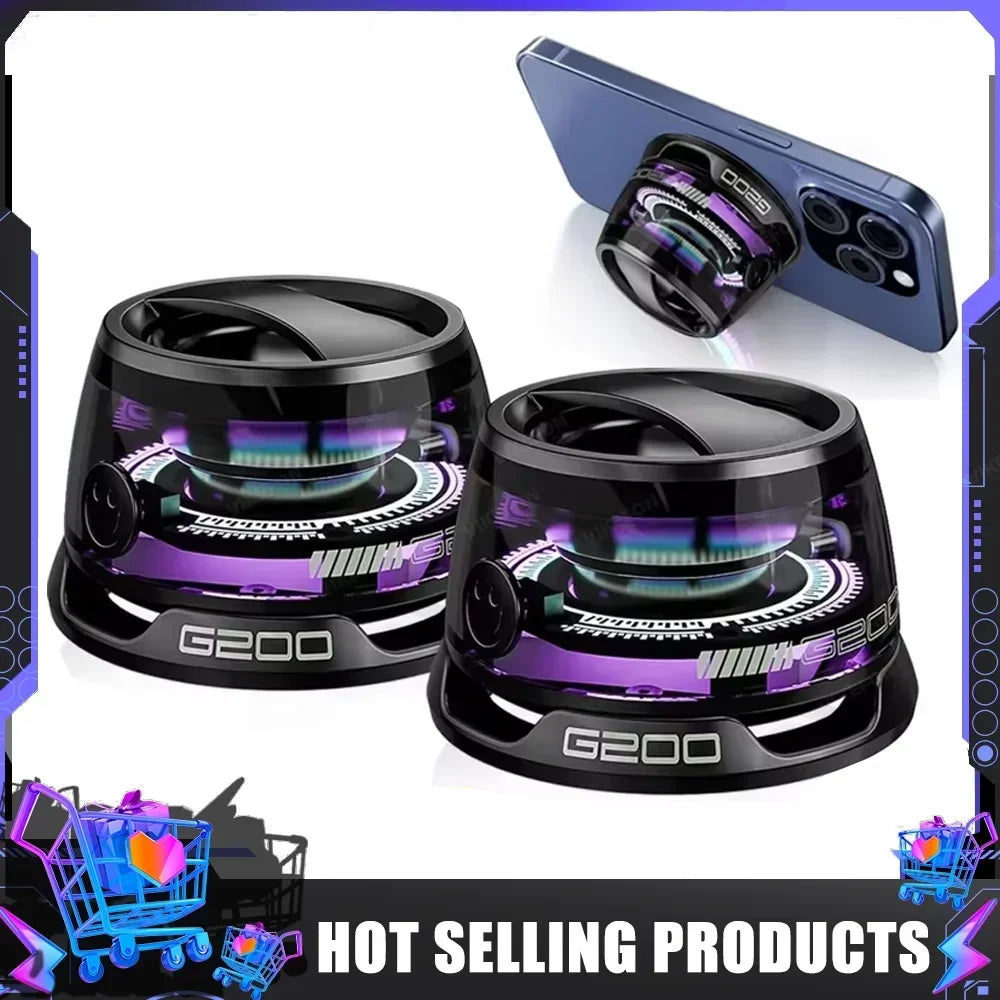 2025 NEW Bluetooth Speaker G200 RGB Lighting Magnetic Speaker BT5.3 Mini Sound Box 7 Hours Playback Phone Holder - Zonashopper Express