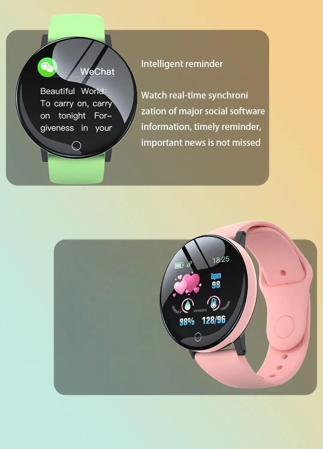 D18 Smart Watch Men Waterproof Smartwatch Women Kids Blood Pressure Monitor Fitness Tracker Watch Macaron Sport Bracelet Watches