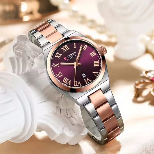 Curren 9095 watches for woman Simple Roman Dial Bracelet Purple Quart Watches for Lady Girl Fashion Brand relojes para damas