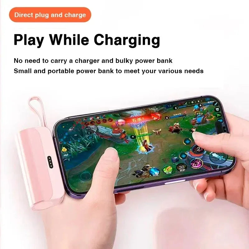 5000mAh Mini Power Bank 2 IN 1 Fast Mobile Phone Charger External Battery Power Bank Plug Play For iPhone and Type-c