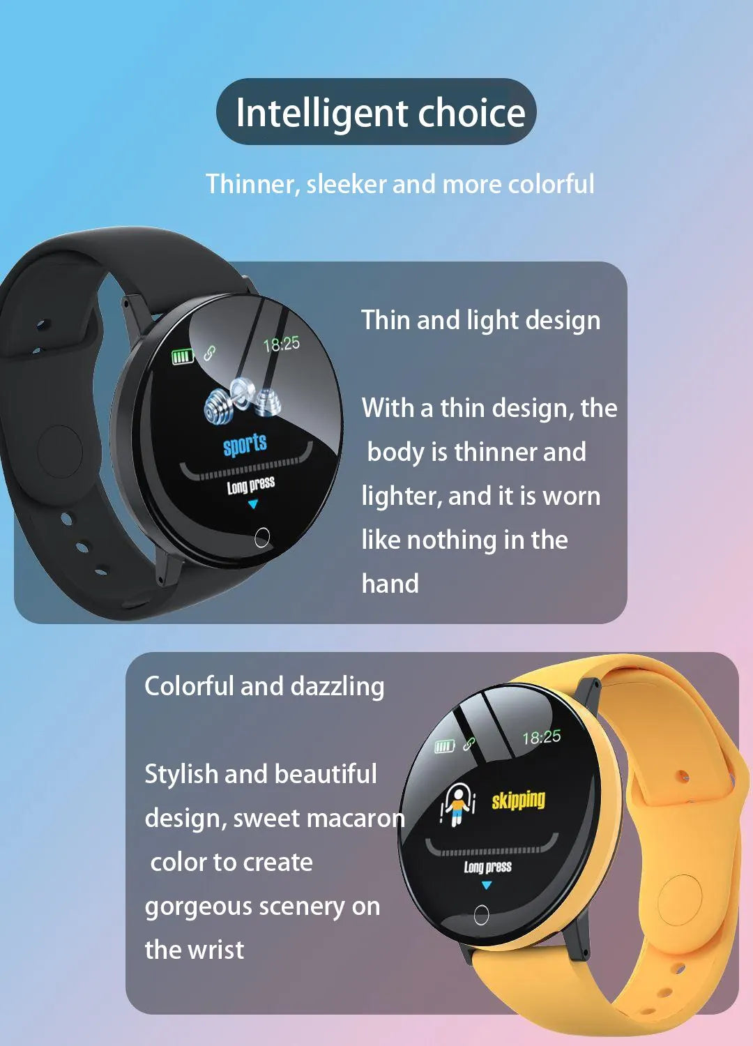 D18 Smart Watch Men Waterproof Smartwatch Women Kids Blood Pressure Monitor Fitness Tracker Watch Macaron Sport Bracelet Watches