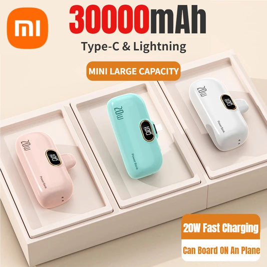 Xiaomi 30000mAh Mini Portable Power Bank 20W Fast Charging Capsual Spare External Battery For Huawei Samsung iPhone Xiaomi