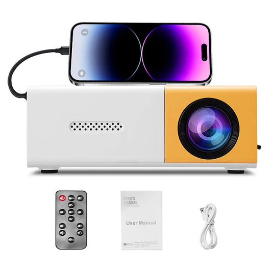 Portable Mini Projector with Full HD 1080P Support -Includes Remote Control, USB-Powered, Ideal for Smartphones, and USB Devices - Zonashopper Express