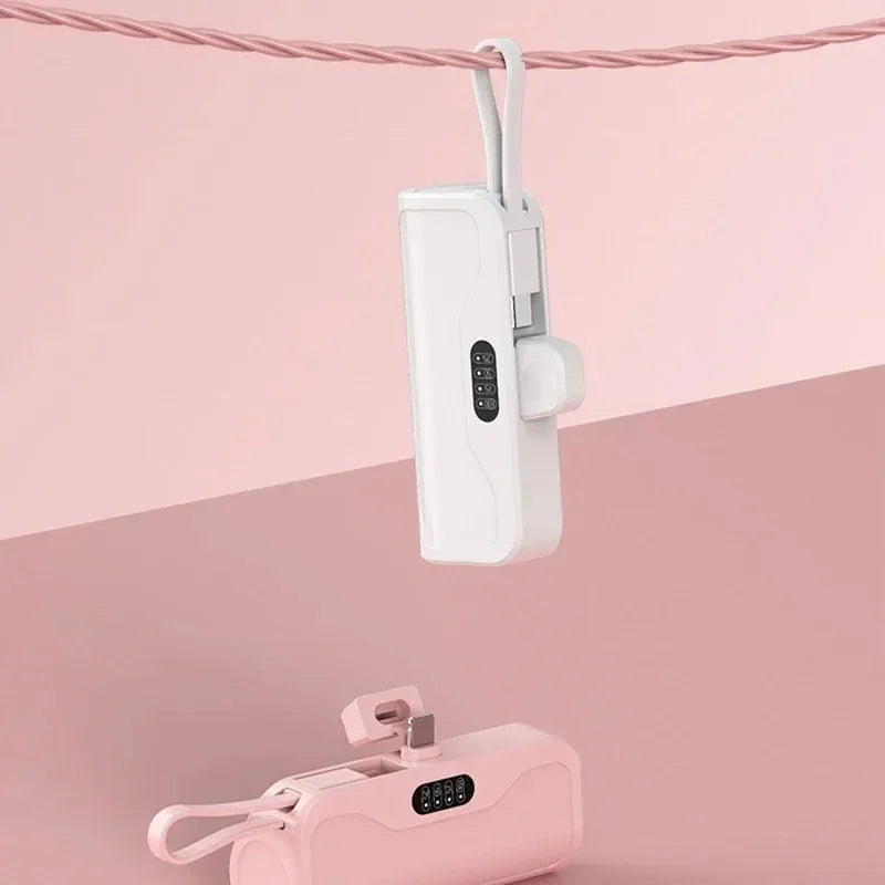 5000mAh Mini Power Bank 2 IN 1 Fast Mobile Phone Charger External Battery Power Bank Plug Play For iPhone and Type-c